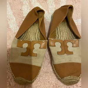 Tan tory burch slip ons